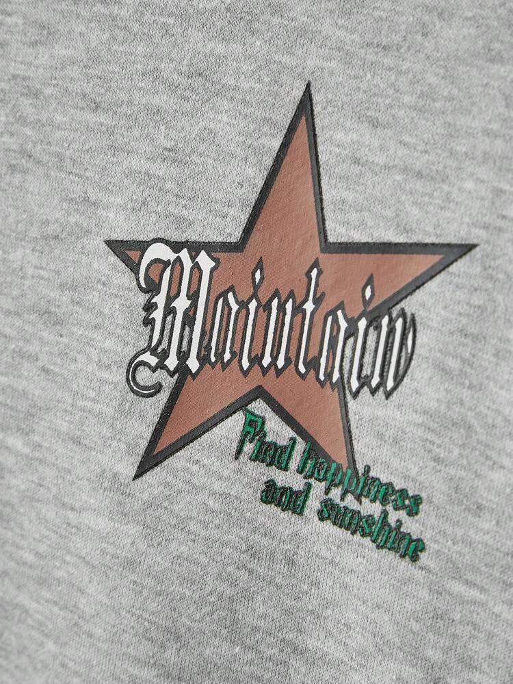 Men Star & Letter Graphic Mock Neck Sweatshirt