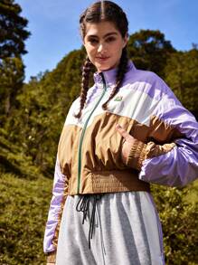 In My Nature Chaqueta acolchada para exteriores con cremallera, mangas fruncidas y bloques de color