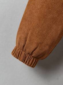SHEIN Abrigo Térmico Con Capucha Y Ribete Borroso Con Cintura Ajustable Para Niño Joven