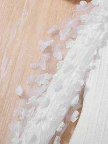 Cô gái Tween Tương phản Đồ trang trí hoa Áo thun - trắng - Xem 3