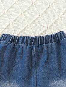 Baby Girl Button Front Tee & Raw Hem Flare Leg Jeans - Multicolor - View 6