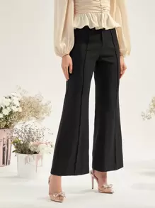 Enchnt High Waist Flare Leg Pants - Black - View 1