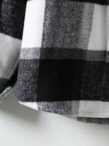 Manfinity Homme Men Pocket Front Plaid Tweed Overcoat Without Hoodie - Black and White - View 5