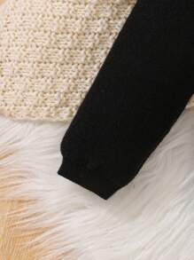 SHEIN Young Boy 3D Ear Design Double Breasted Hooded Cardigan - Black - View 3