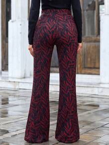 RueChic Allover Print Flare Leg Pants