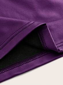 SHEIN ICON Sweetheart Neck PU Leather Tank Top - Purple - View 4