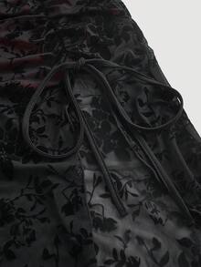 SHEIN MOD In hoa Tách đùi Váy ống - Đỏ - Xem 3