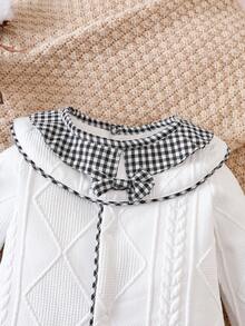 SHEIN Baby Girl Gingham Print Ruffle Trim Jumpsuit - Black and White - View 6