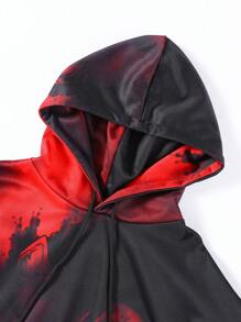 Men's Loose Fit Hooded Sweatshirt With Wolf & Letter Print - Multicolor - View 4