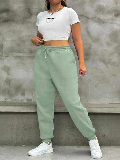INAWLY Plus Drawstring Waist Sweatpants Graduation,Back To School Outfits,Graduation,Teacher Outfits For Women,Back To School Fall Cloth For Women
