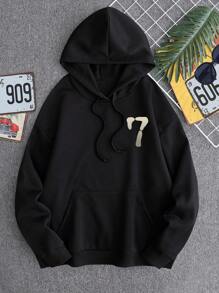 Manfinity Dauomo Men Number Graphic Drawstring Hoodie