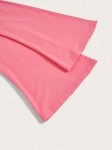 SHEIN EZwear Plus Solid Scoop Neck Tee - Hot Pink - View 3