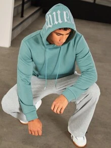 GENTILAND Men Kangaroo Pocket Drawstring Hoodie - Green - View 4