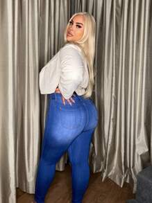 SHEIN SXY 大碼金屬扣環腰帶保暖夾克 - 杏色 - 查看 3