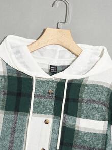 SHEIN EZwear In kẻ sọc Thả vai Dây rút áo có mũ Áo khoác - Nhiều màu - Xem 3