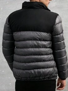 RueChic Men Two Tone Zip Up Down Coat - Grey - View 2