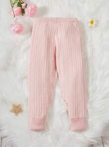 SHEIN Young Girl Solid Cable Knit Sweater Pants