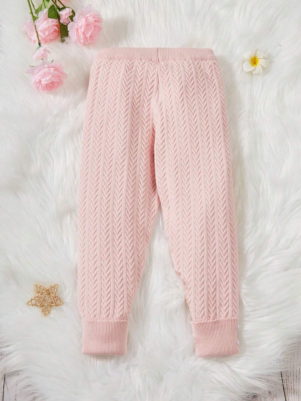 Young Girl Solid Cable Knit Sweater Pants