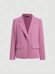 SHEIN MOD 西裝領翻蓋細節西裝外套 - 藕粉色 - 查看 1