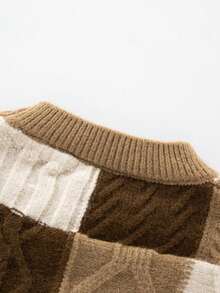 SHEIN Young Boy Plaid Pattern Drop Shoulder Sweater - Multicolor - View 4