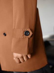 Manfinity Homme Men Double Breasted Trench Coat - Brown - View 6