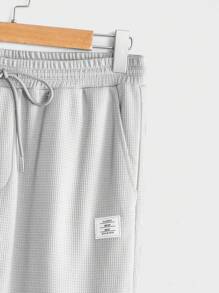 Manfinity VCAY Loose Letter Patched Detail Tee & Drawstring Waist Sweatpants Set For Men - Grey - View 6