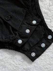 SHEIN 男嬰前蝴蝶結連身背心和褲子&&馬甲&帽 - 杏色 - 查看 7