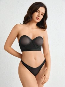 Ocili Leisure Solid Strapless Underwire Bra Lingerie - Black - View 5