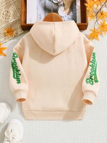 Áo nỉ tay trễ vai in hình bóng rổ và chữ cái dành cho bé gái - Màu be - Xem 2