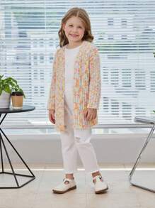 SHEIN Young Girl Marled Knit Drop Shoulder Cardigan