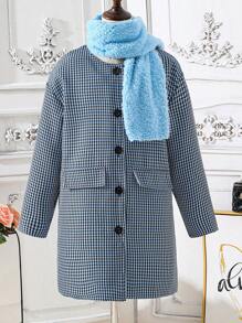 SHEIN Chica preadolescente Abrigo con estampado de pata de gallo & Pañuelo