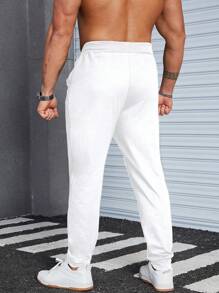 Manfinity LEGND Men Plus Letter Graphic Drawstring Waist Sweatpants - White - View 2