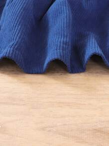 Baby Girl Borg Collar Double Breasted Coat & Hat - Blue - View 6