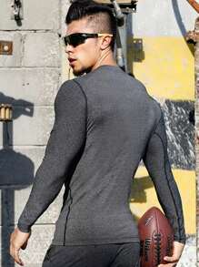 Manfinity Sport Corelite Men Solid Sports Long Sleeve Tee - Dark Grey - View 2