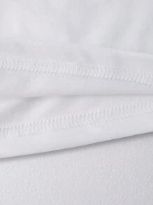 SHEIN EZwear Giáng sinh Đồ họa Khẩu hiệu Áo thun - trắng - Xem 5