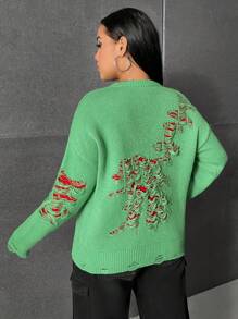 SHEIN EZwear Talla grande Jersey desgarro de hombros caídos