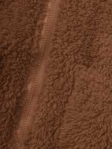 SHEIN 女嬰撞色滾邊連帽開門襟毛絨夾克 - 棕色 - 查看 4