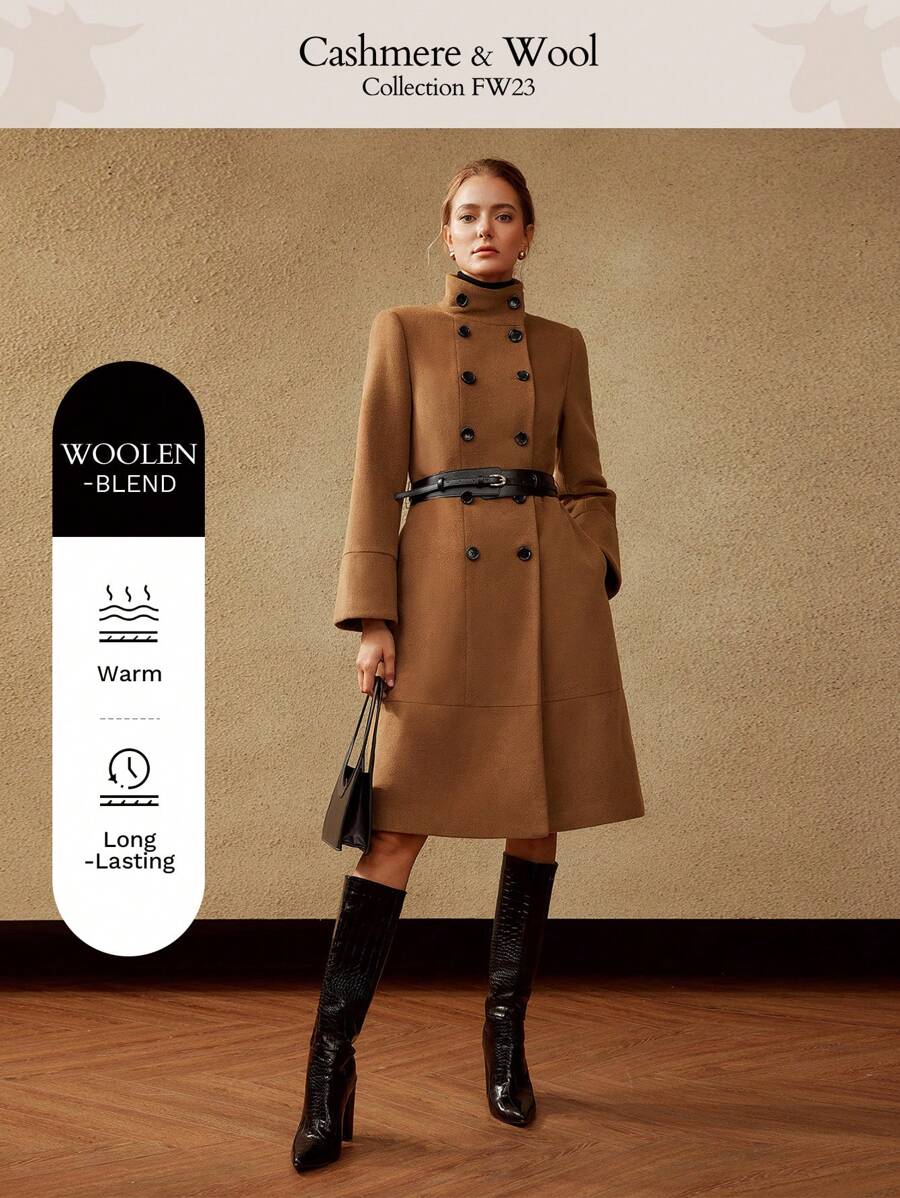 MOTF PREMIUM WOOL-BLEND STAND COLLAR COAT