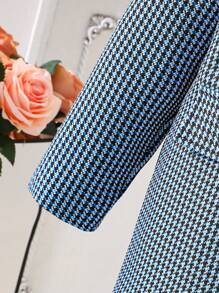 SHEIN Chica preadolescente Abrigo con estampado de pata de gallo & Pañuelo