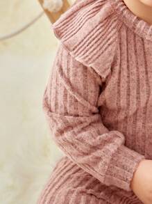 SHEIN 女嬰荷葉邊T恤和褲子＆ 頭巾 - 粉色 - 查看 14