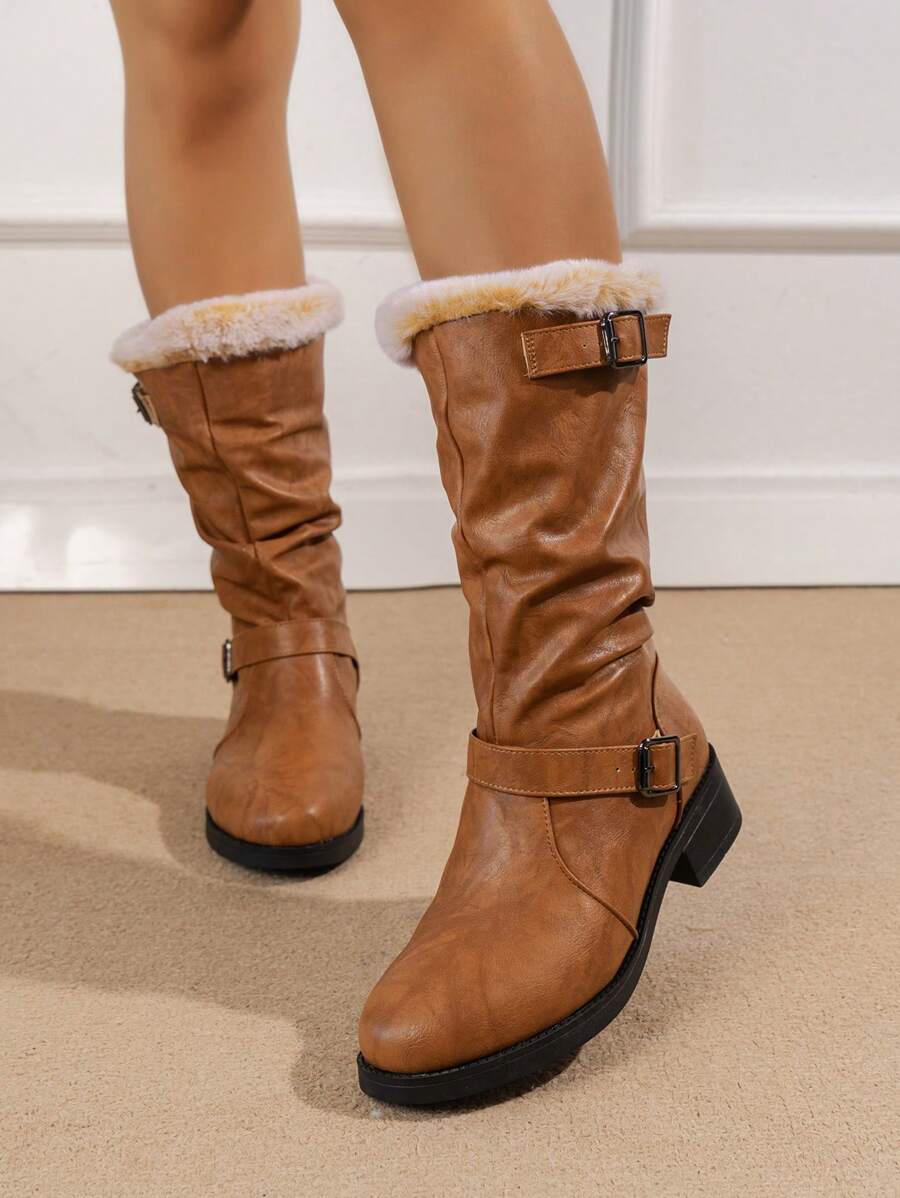 女式中筒靴 - 黃色 - 查看 1