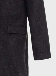 RueChic Men Lapel Neck Flap Detail Overcoat - Dark Grey - View 3
