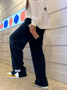 Claim Dot Loose-Fit Men's Solid Color Wide-Leg Sweatpants