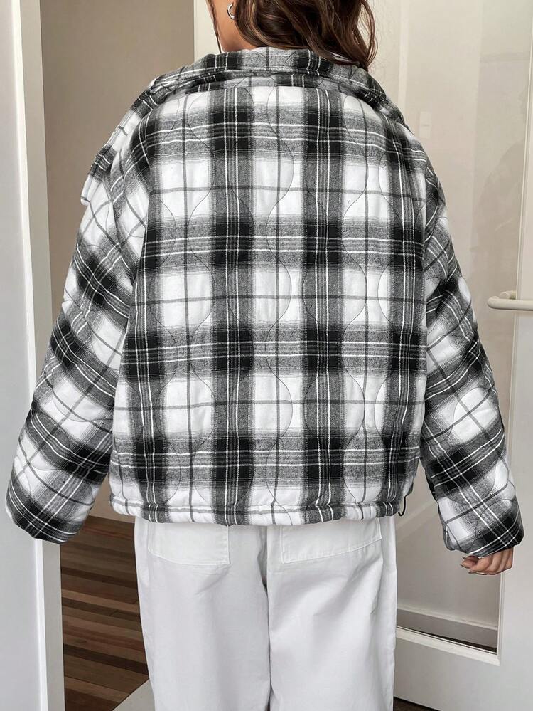 Plaid Print Women's Winter Warm Padded Coat