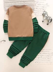 SHEIN 男小童撞色衛衣和衛褲 - 彩色 - 查看 2