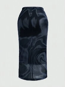 Sweetra Tie Dye Mesh Skirt Maxi Women Outfit