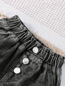 Đứa bé gái Rách Frayed Quần jean - Màu Xám nhạt - Xem 5