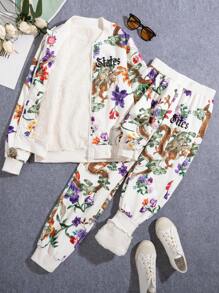 SHEIN Unity Bộ đồ phối họa tiết rồng lót lông dành cho nữ, bán riêng 3 bộ: Cho Mẹ, Cho Tôi - trắng - Xem 6