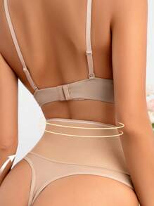 SHEIN Letter Graphic High Waisted Shapewear Panty - Apricot - View 6