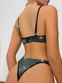 Set de lencería con lentejuelas - Negro - Ver 2